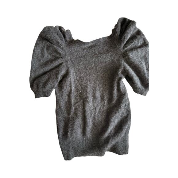 Frame Frankie Ruched Mélange Cashmere Sweater Grey Small Crew - Picture 9 of 13